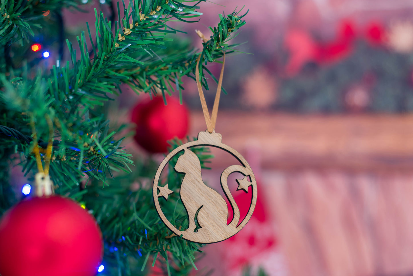 Oak Cat Christmas Tree Decoration