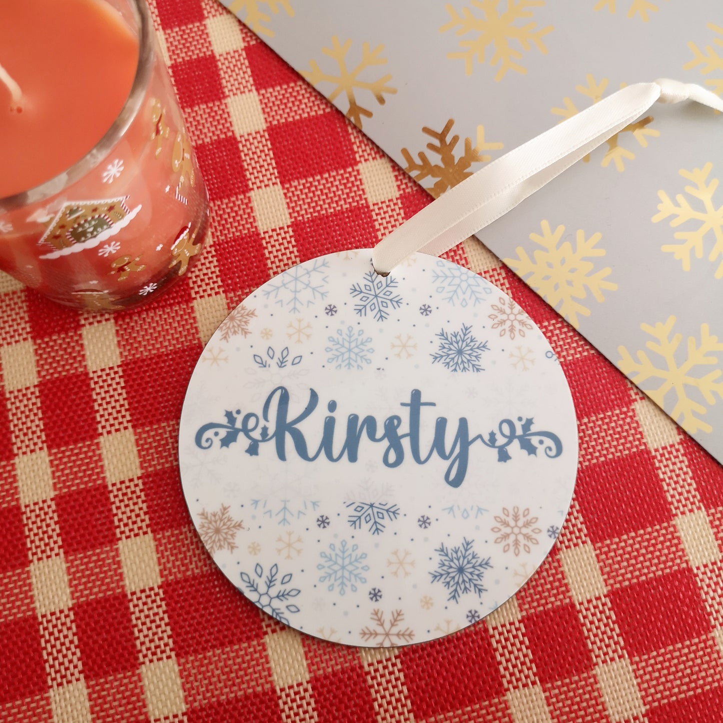 Christmas Blue Snowflakes Personalised Bauble