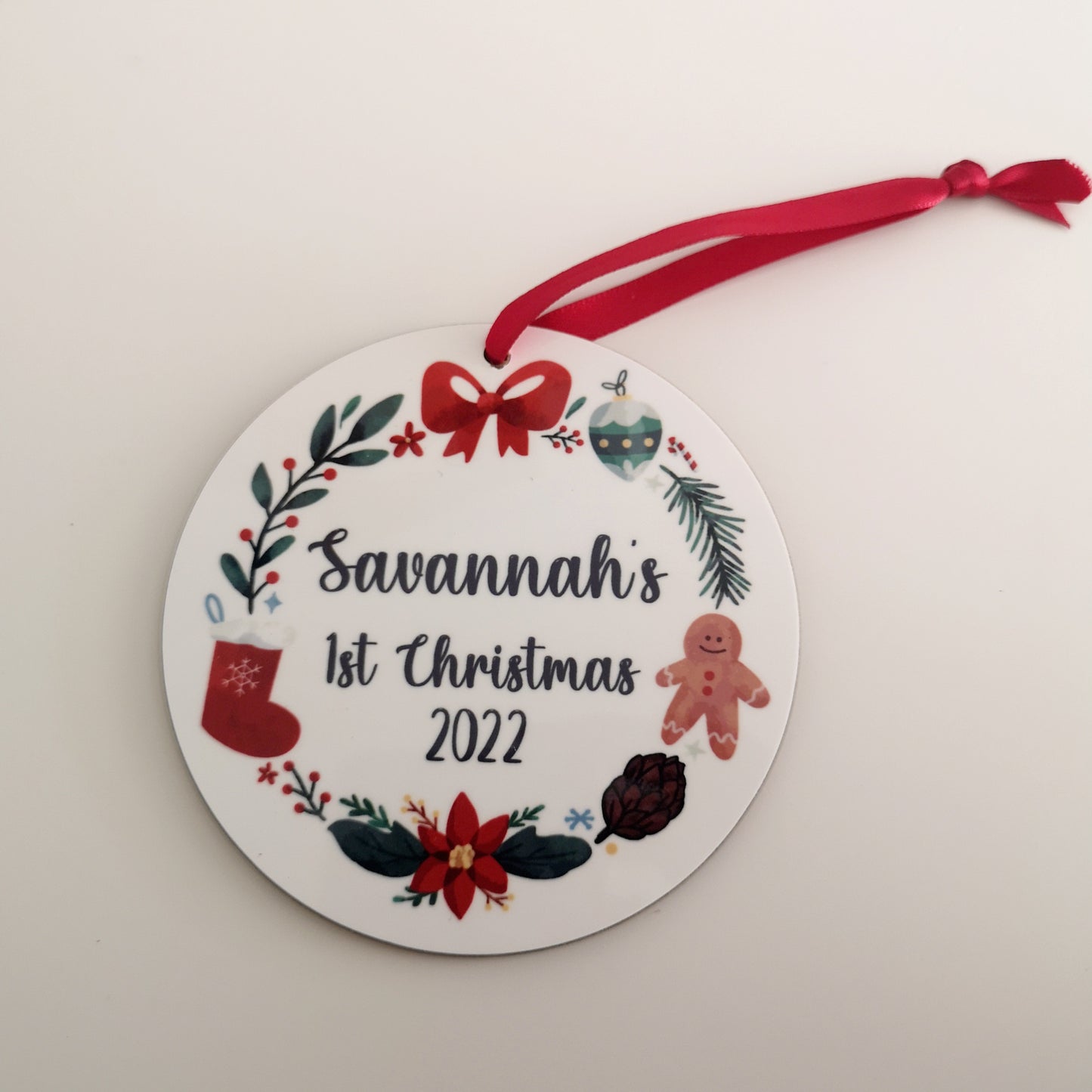 First Christmas Wreath Personalised Bauble