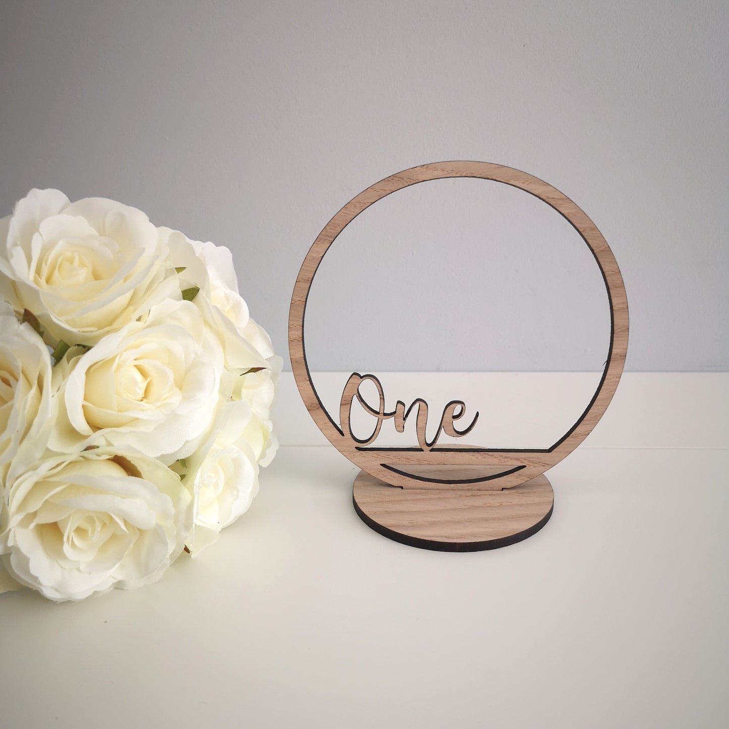 Oak Circular Wedding Table Numbers