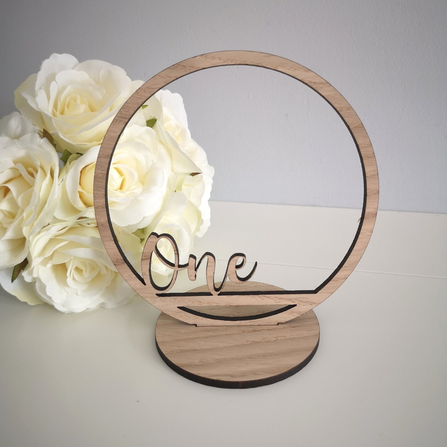 Oak Circular Wedding Table Numbers