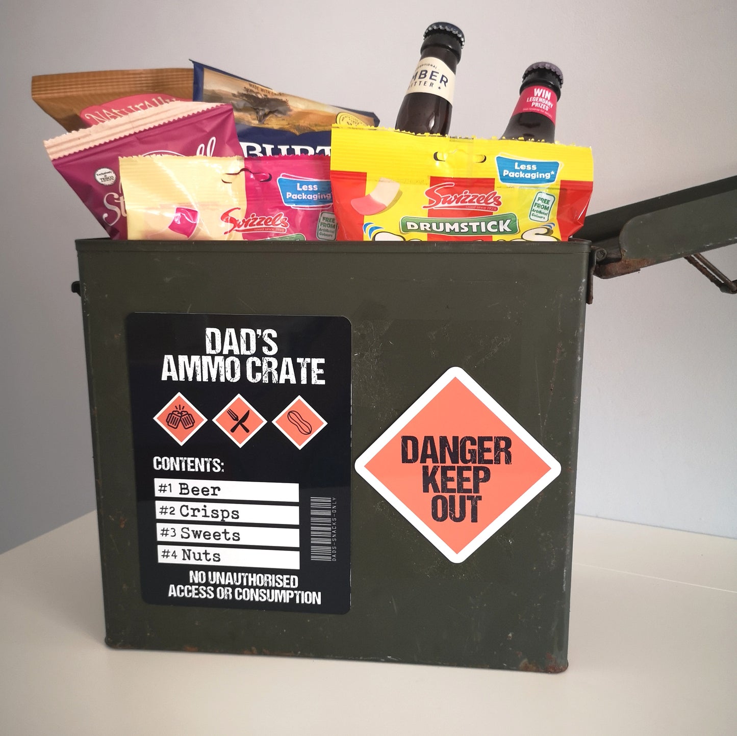 Dad's Ammo Crate, Personalised Genuine Ammunition Box Gift