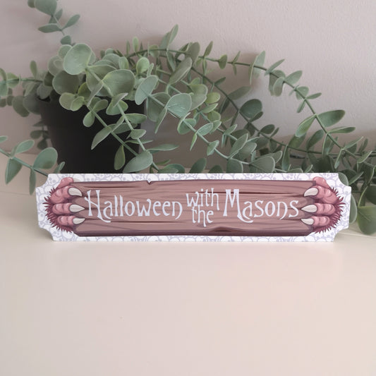 Personalised Monster Hands Halloween Sign