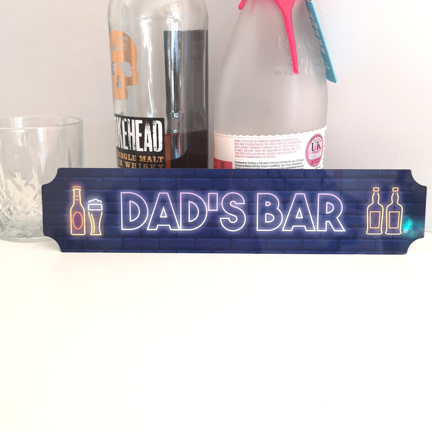 Neon Style Bar sign with Bottles and Glass Design