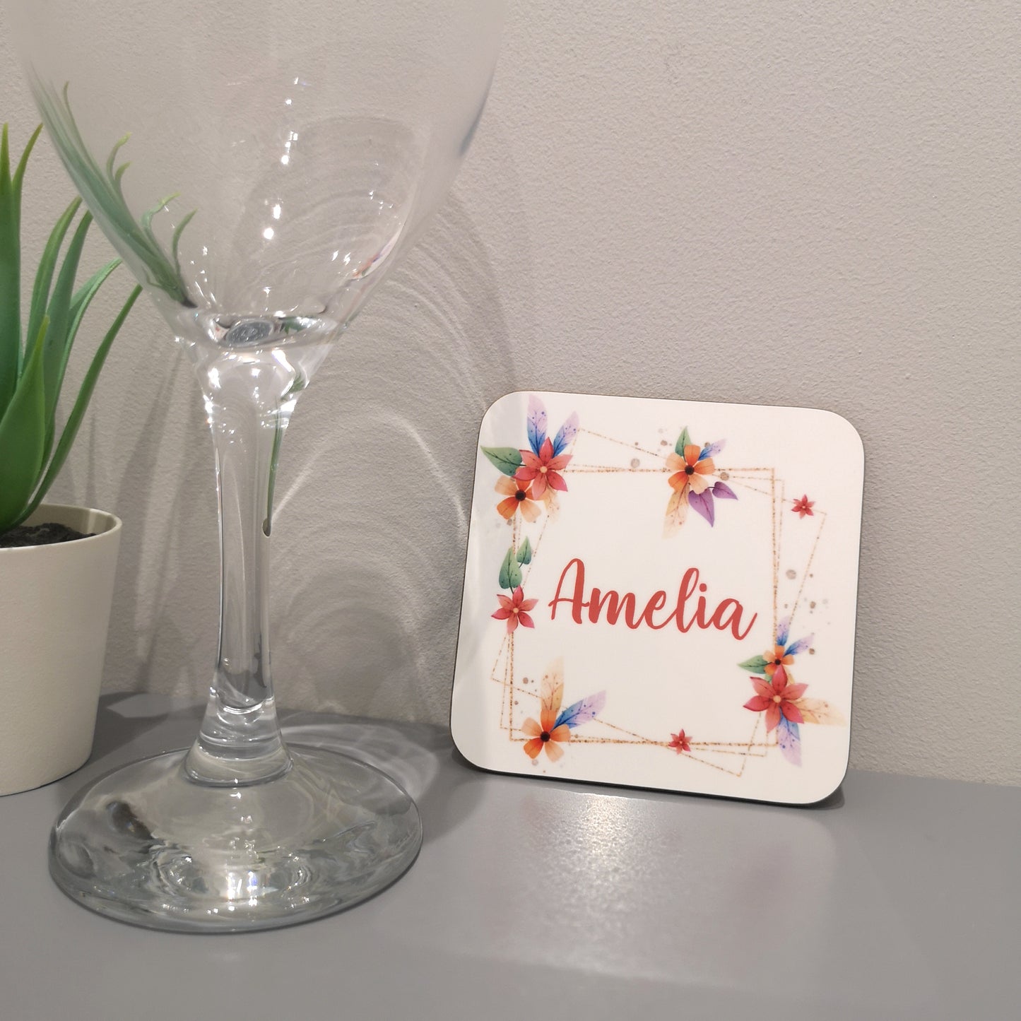 Geometric Floral Design Coaster