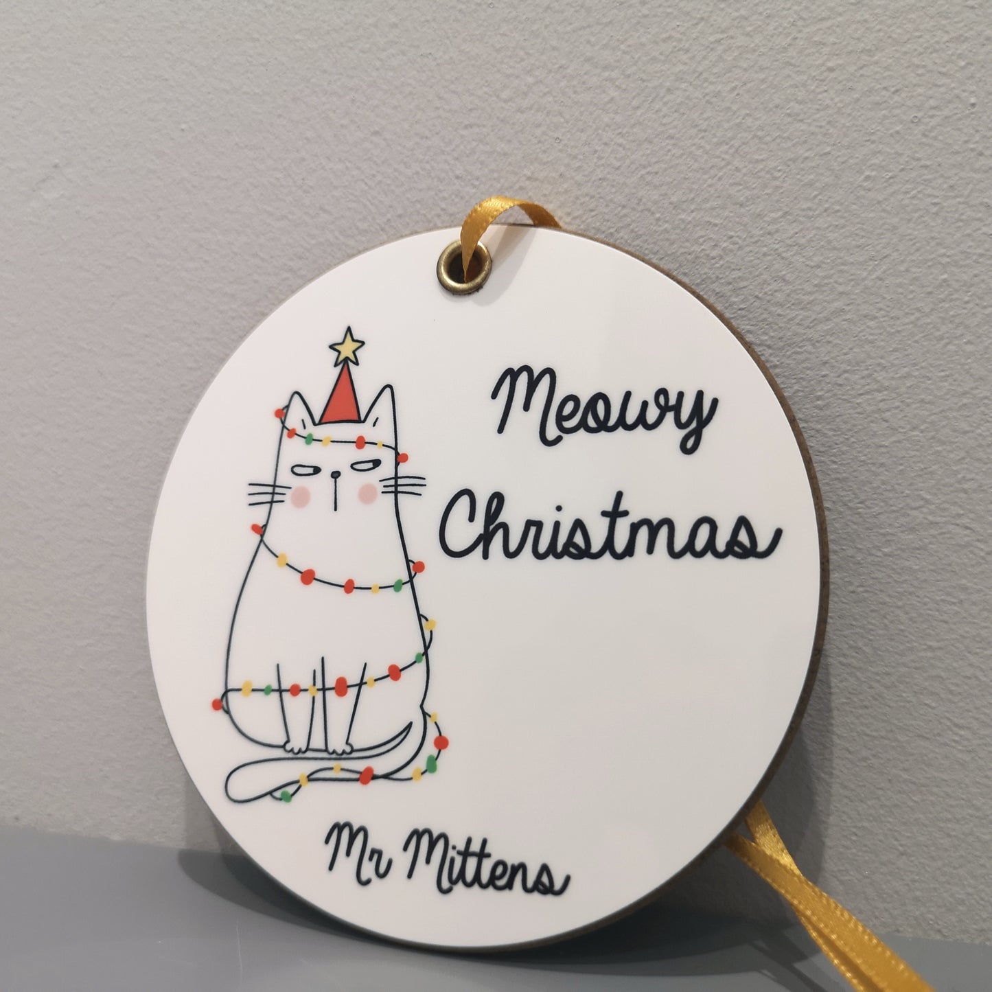 Meowy Christmas Personalised Cat Bauble