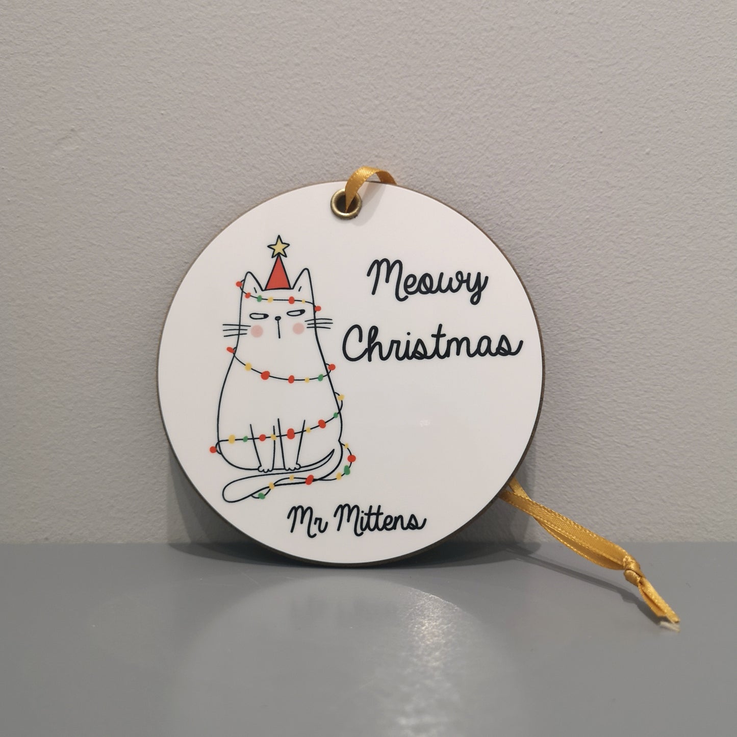 Meowy Christmas Personalised Cat Bauble