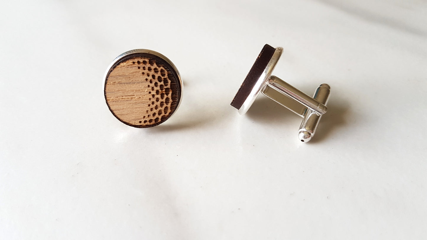 Golf Engraved Oak Cufflinks