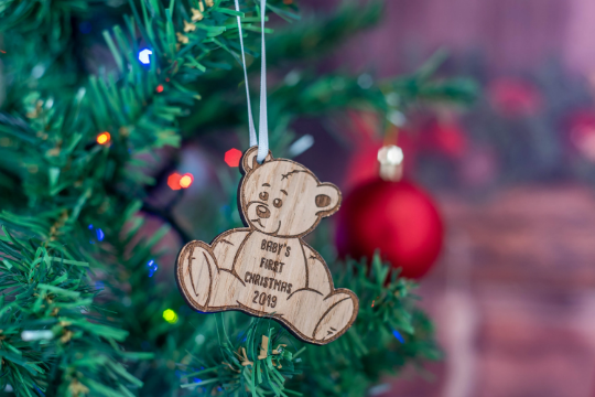 First Christmas 2023 Teddy Oak Christmas Decoration