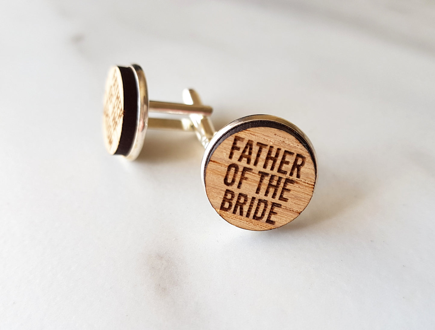 Engraved Oak Wedding Cufflinks