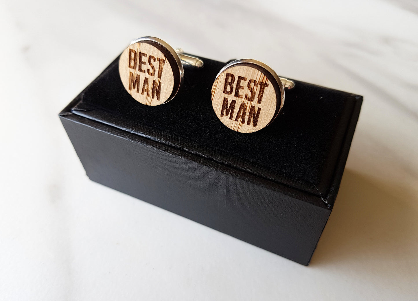 Engraved Oak Wedding Cufflinks