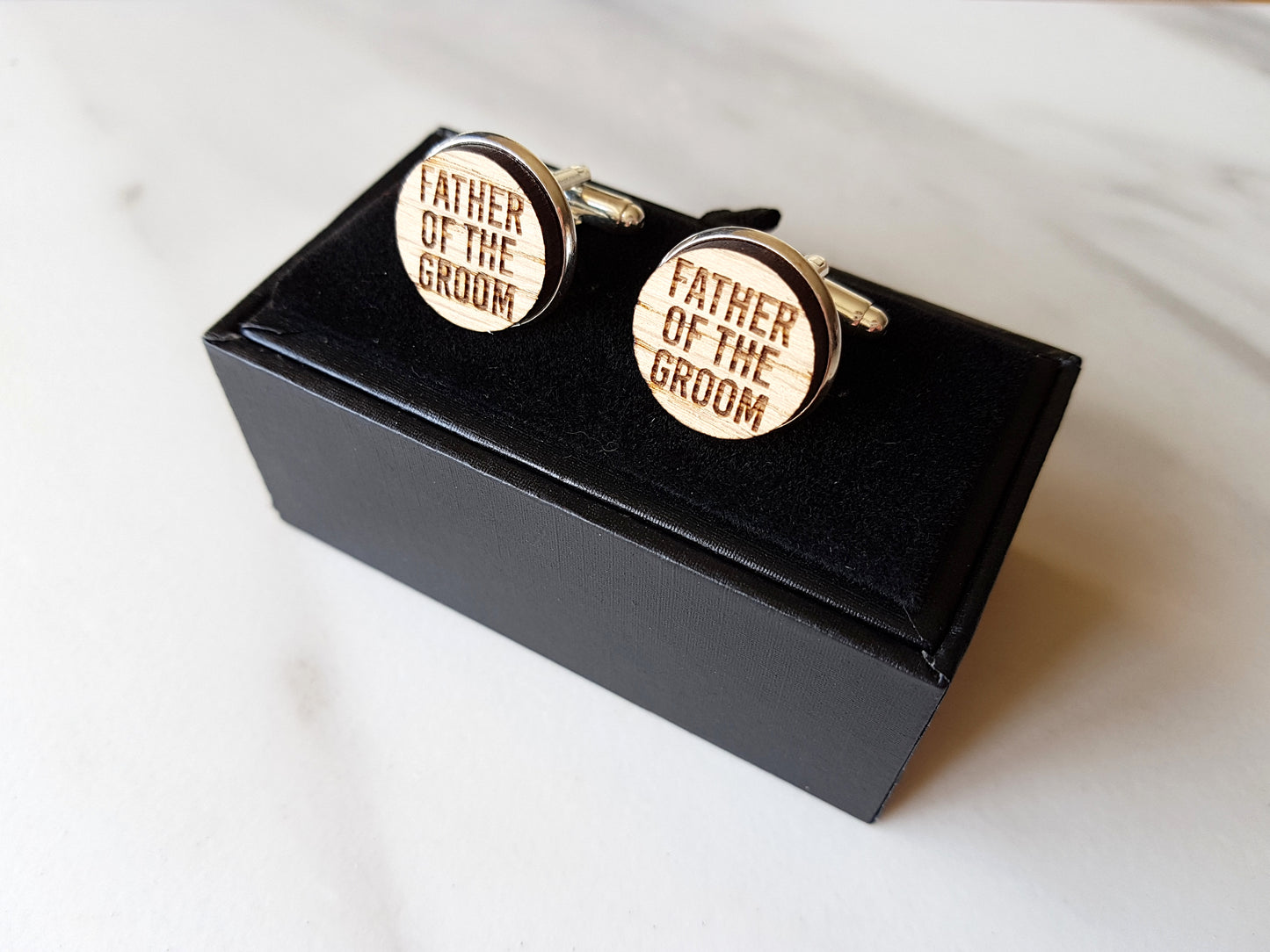 Engraved Oak Wedding Cufflinks