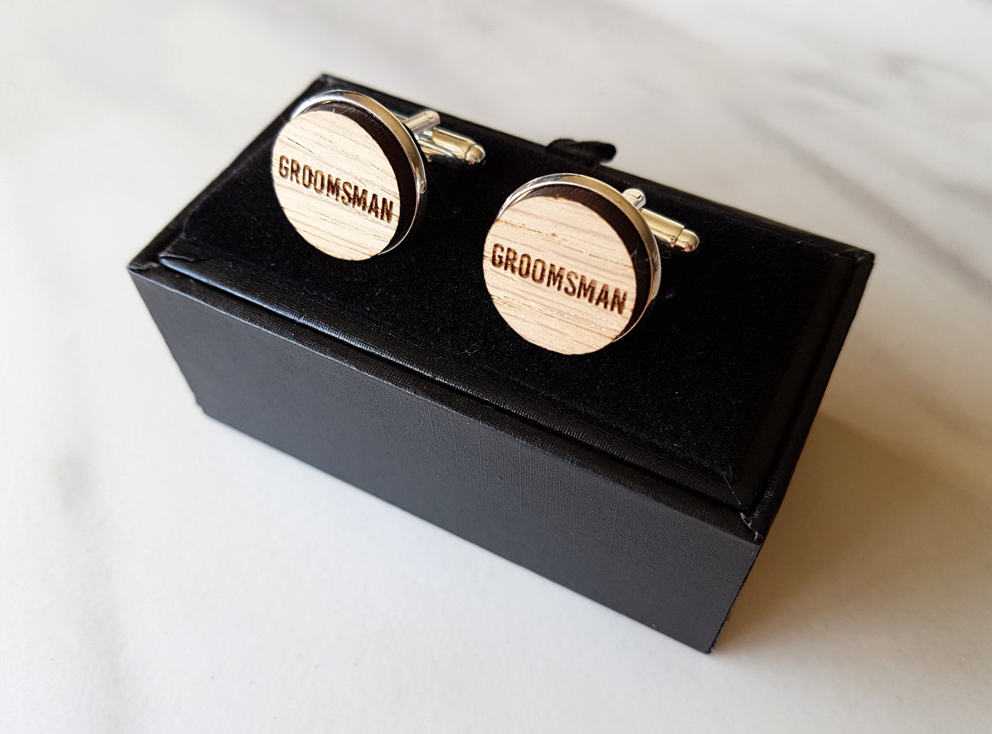 Engraved Oak Wedding Cufflinks