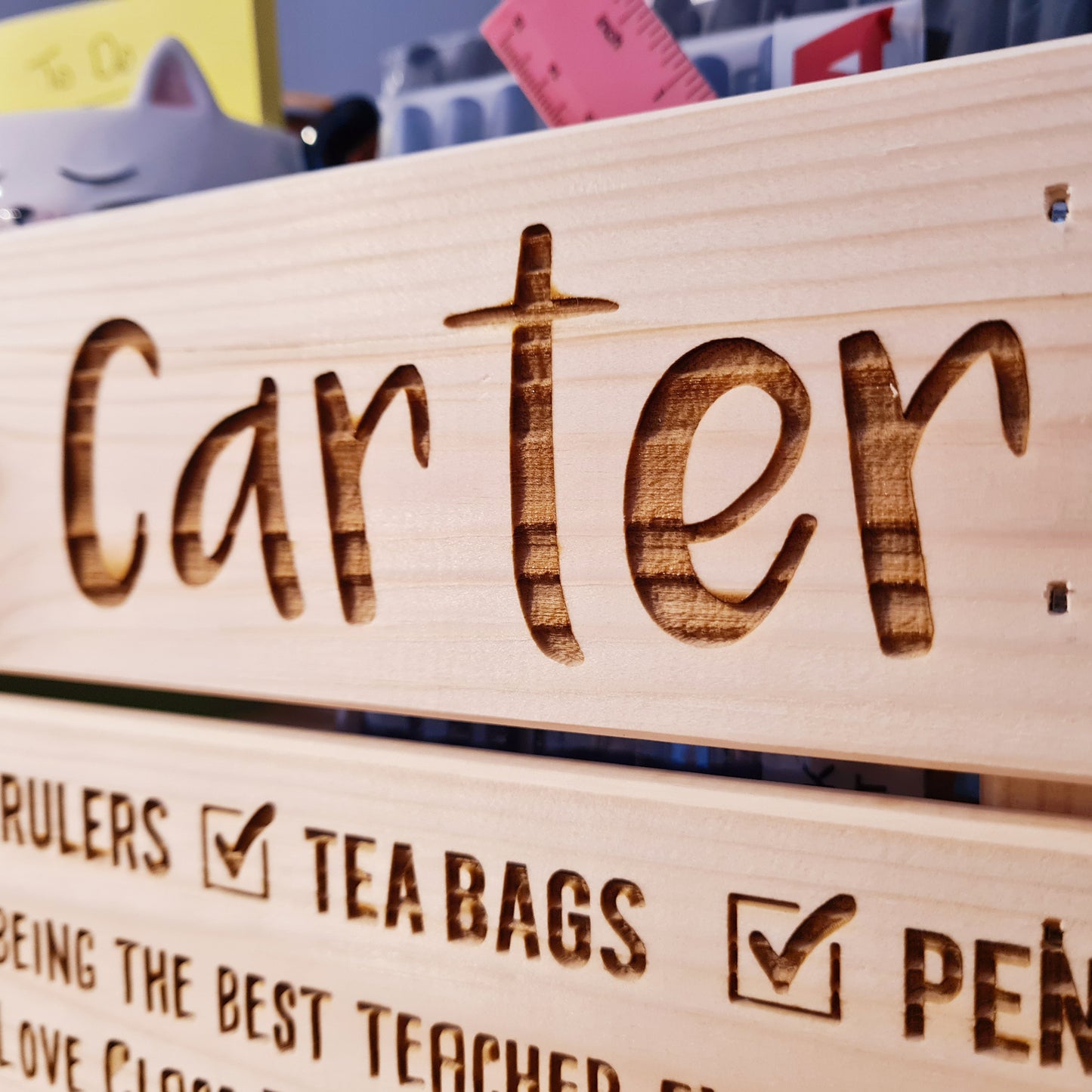 Personalised Teacher's Desk Tidy Crate - Made For You Gifts