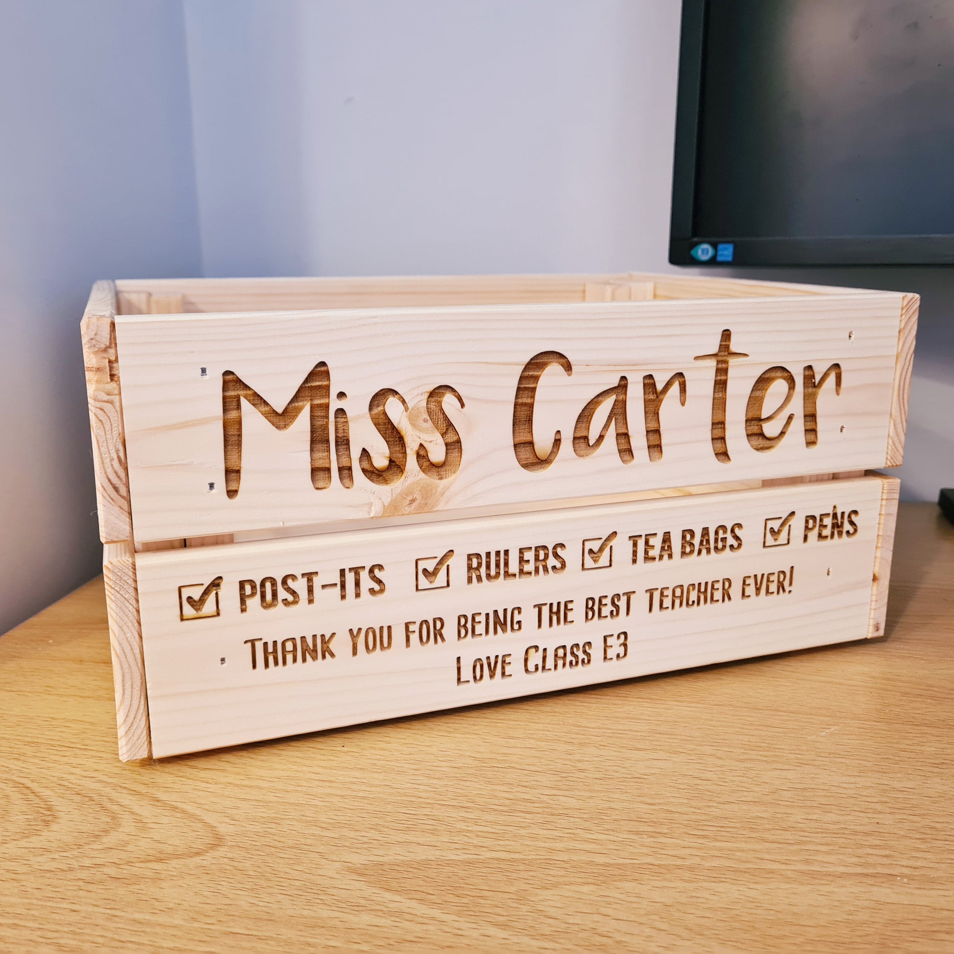 Personalised Teacher's Desk Tidy Crate - Made For You Gifts