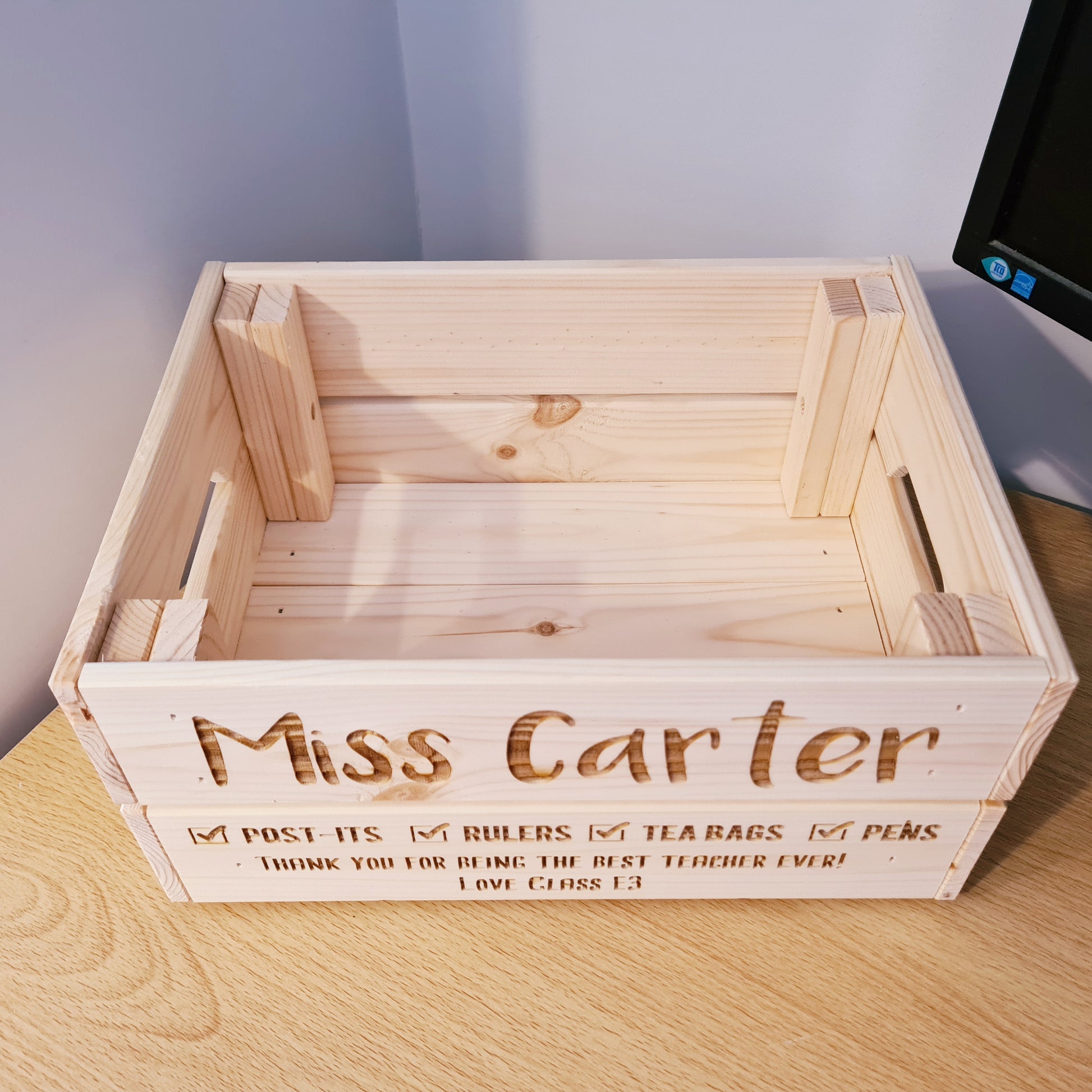 Personalised Teacher's Desk Tidy Crate - Made For You Gifts